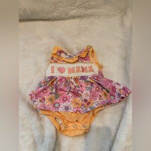 🌸5/$50🌸 I ♥ Mama Floral Baby Sundress Bodysuit - Yellow & Pink